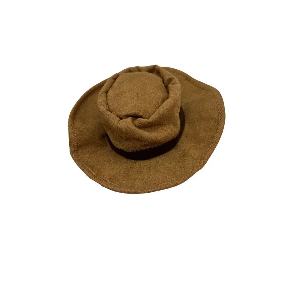Pet Play Dog Toy Sheriff Hat Squeaks Brown NWOT